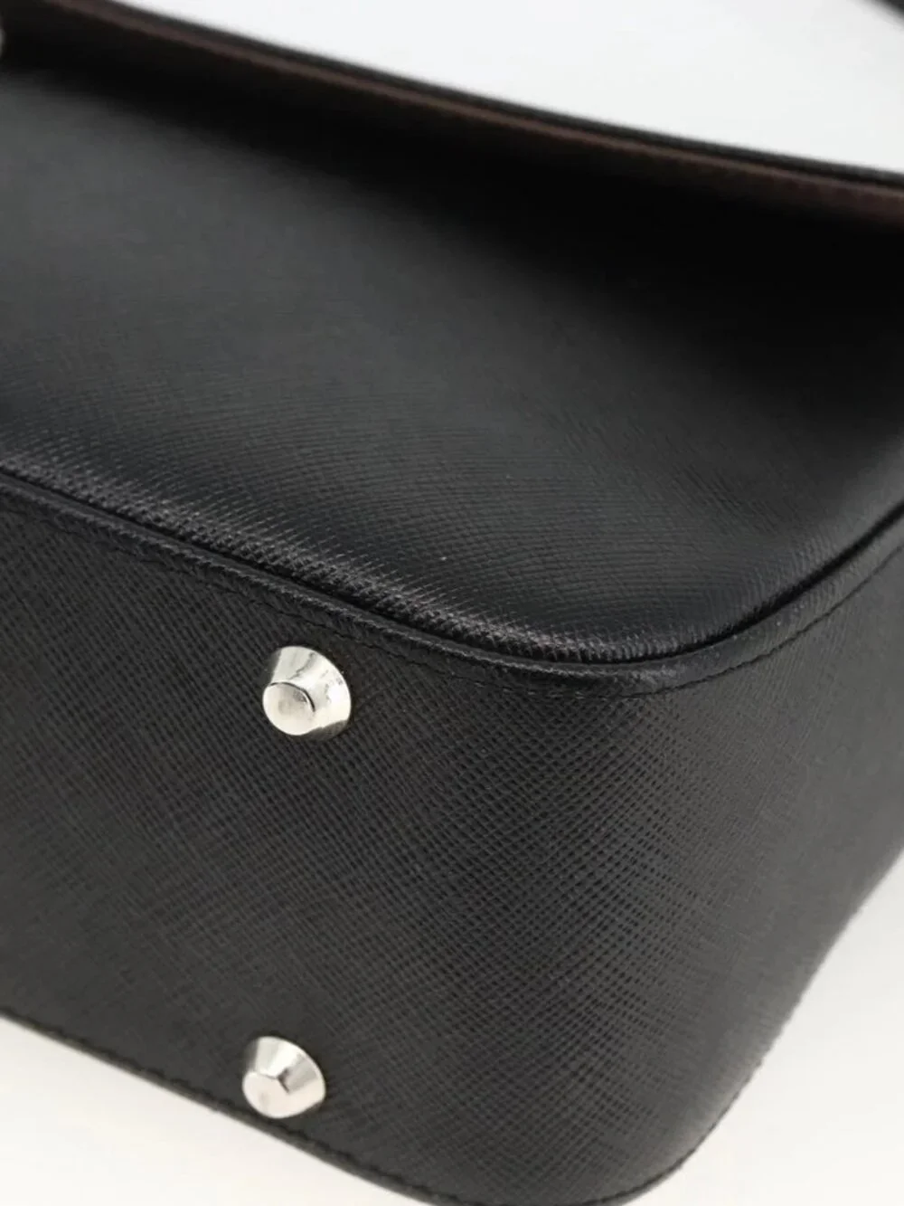 BURBERRY Shoulder Bag Leather Black Silver Auth ep13804 - Picture 11 of 16